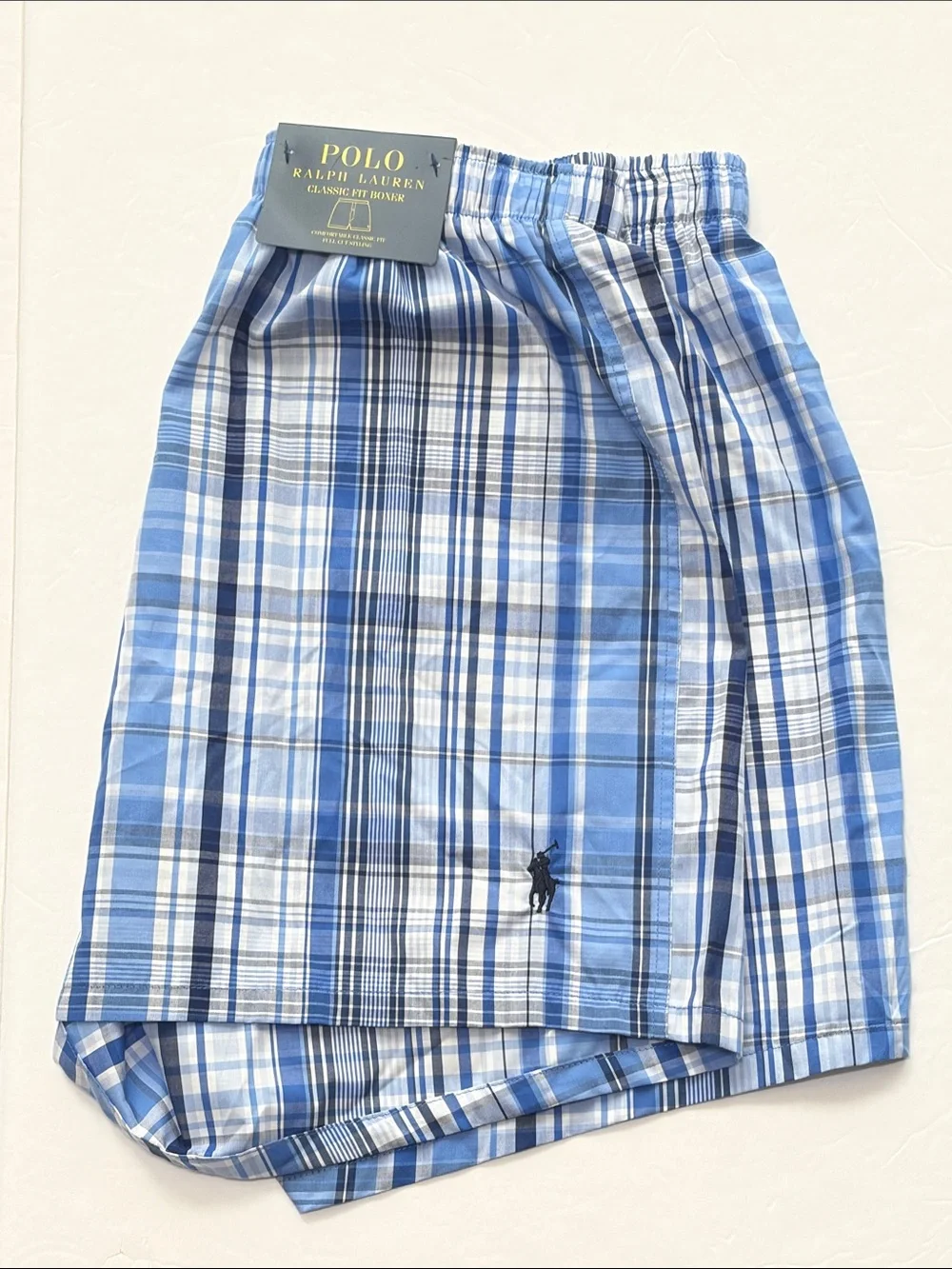 Polo Ralph Lauren Blue Plaid Boxer Shorts Underwear Men’s Sz M NWT